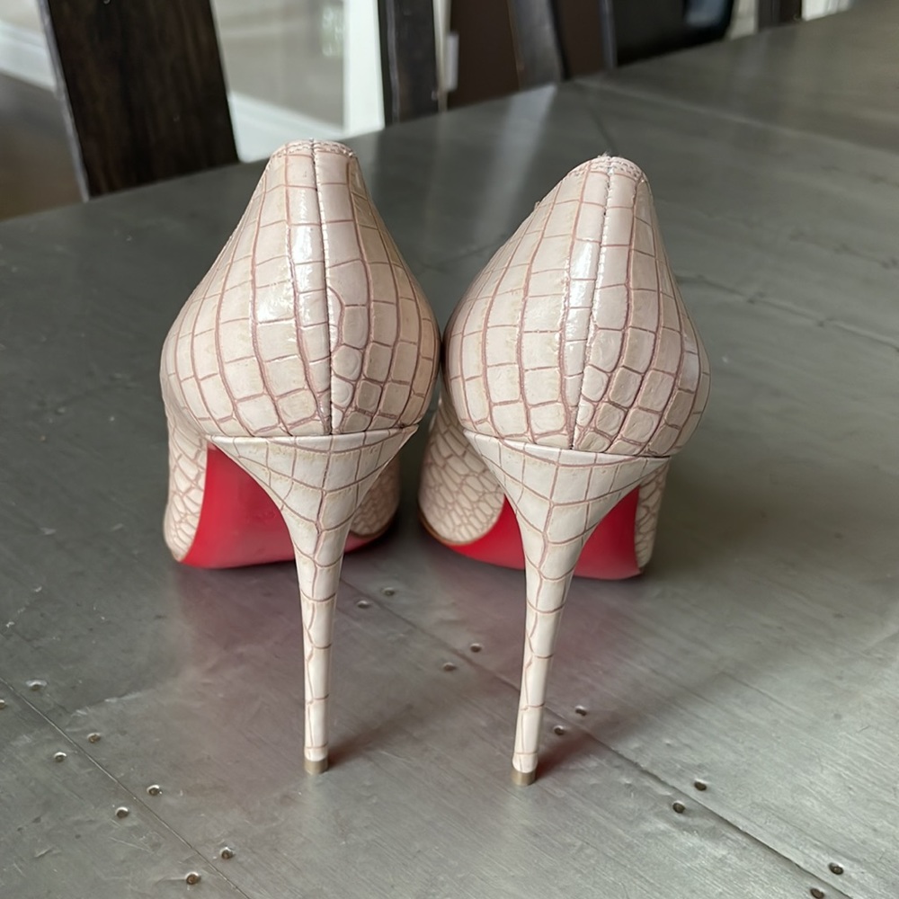 Christian Louboutin kate 100mm croc print leche beige stiletto sz 38 - Picture 5 of 10